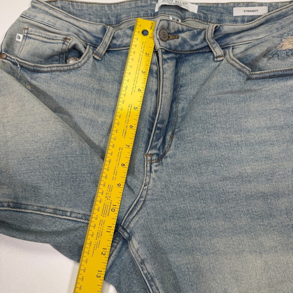 Judy Blue Jeans Womens 16W Light Wash Distressed Straight Side Slit Plus - Picture 14 of 16